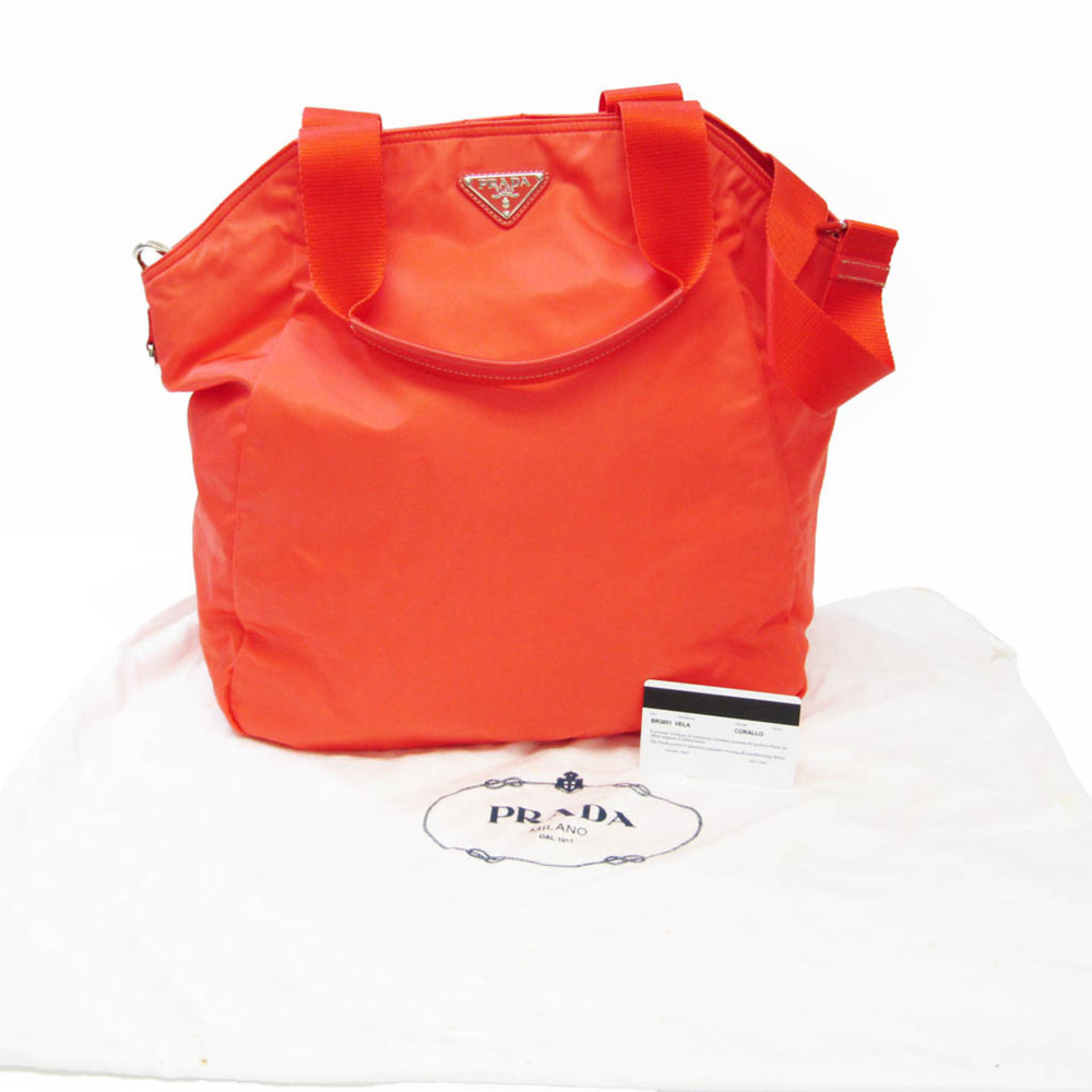 Prada VELA BR3851 Women's Nylon Handbag,Shoulder Bag Pink Orange - Picture 2 of 14